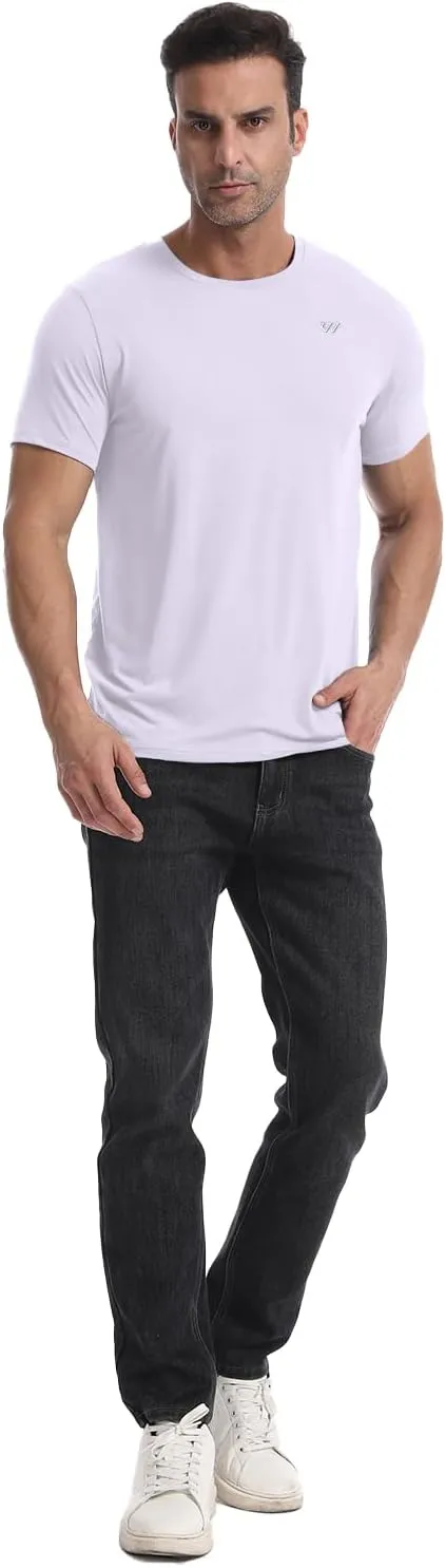 3-5 Pack Men Workout Shirts Quick Dry Running T-Shirt Short Sleeves Crew Neck Tee Athletic Moisture Wicking Gym Top UPF 50 