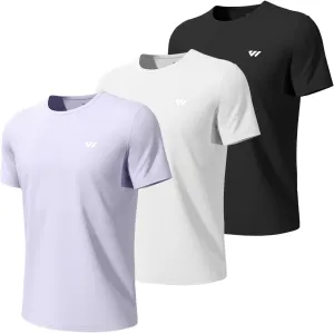 3-5 Pack Men Workout Shirts Quick Dry Running T-Shirt Short Sleeves Crew Neck Tee Athletic Moisture Wicking Gym Top UPF 50 