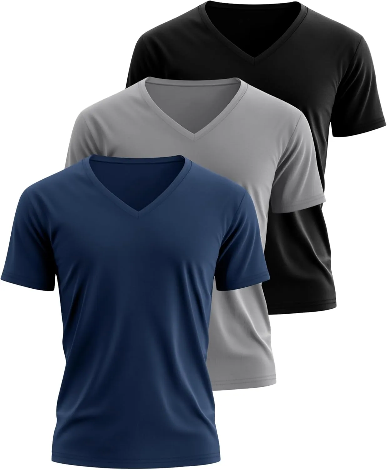 3 Pack Big and Tall Cotton Shirts for Men M-7XL Soft V Neck Shirt Plus Size Short Sleeve Tee Undershirt Casual Tops