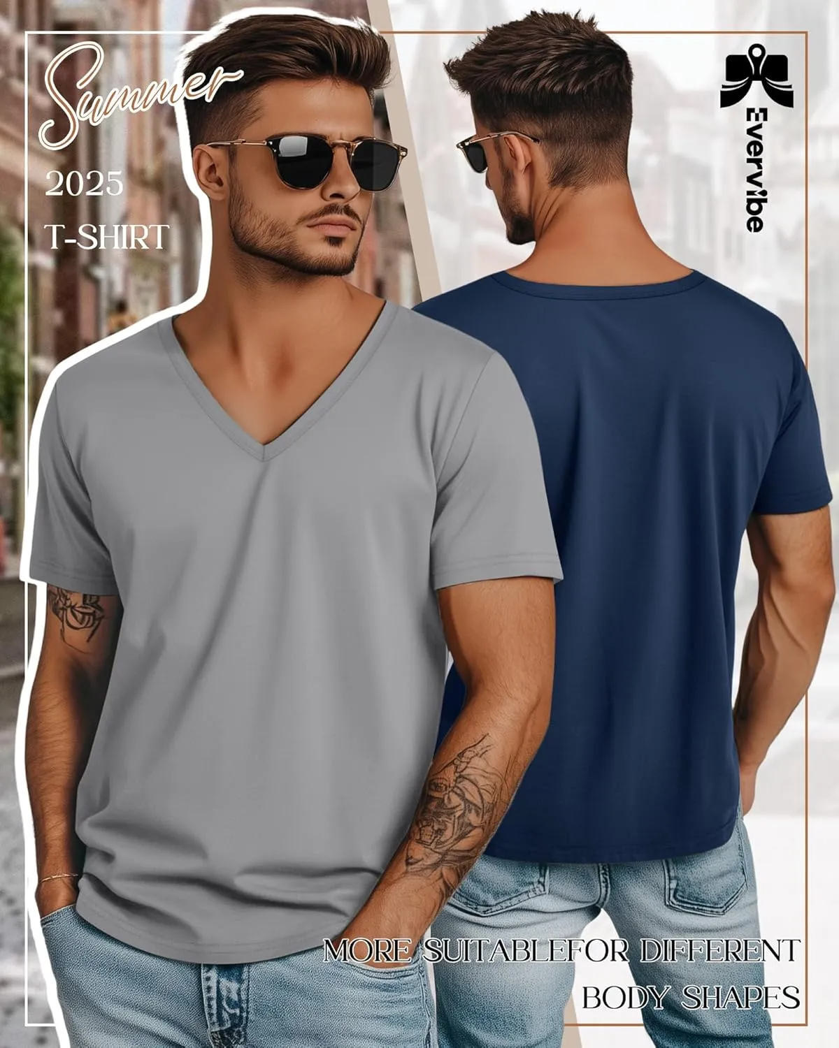 3 Pack Big and Tall Cotton Shirts for Men M-7XL Soft V Neck Shirt Plus Size Short Sleeve Tee Undershirt Casual Tops