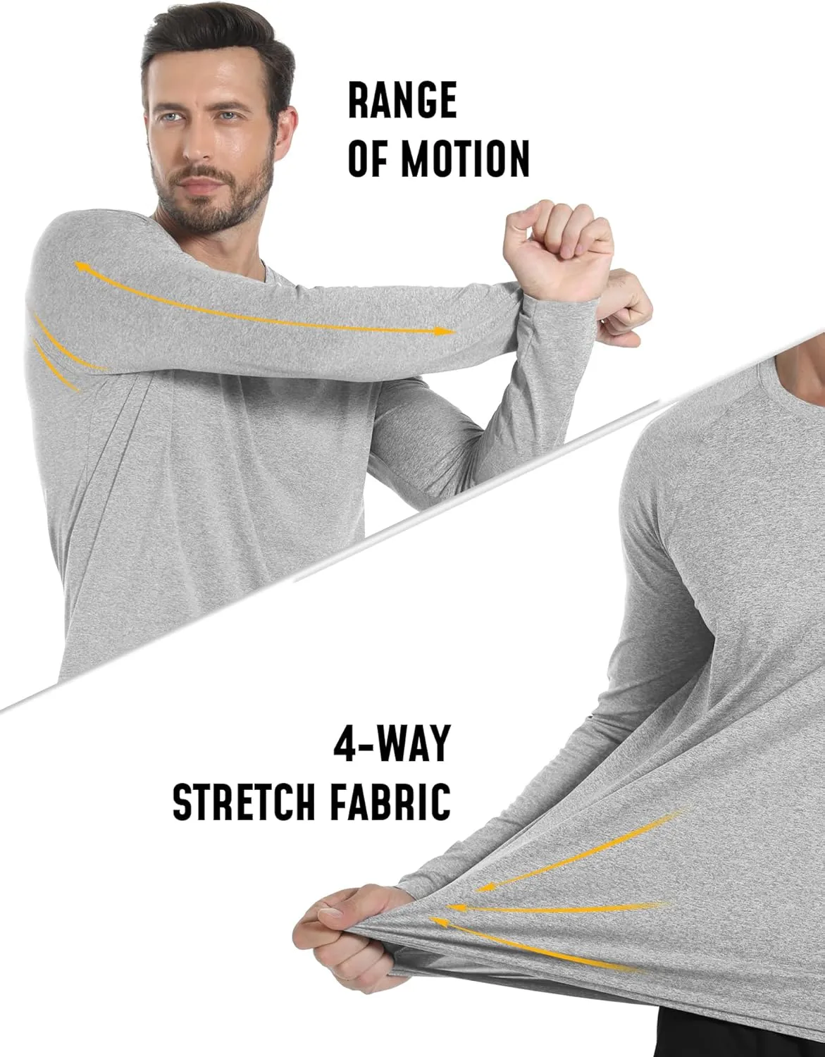 4 Pack Mens Long Sleeve Tee Shirts UPF 50  Rash Guard Quick Dry Fit Workout Gym Fishing Athletic Tshirt