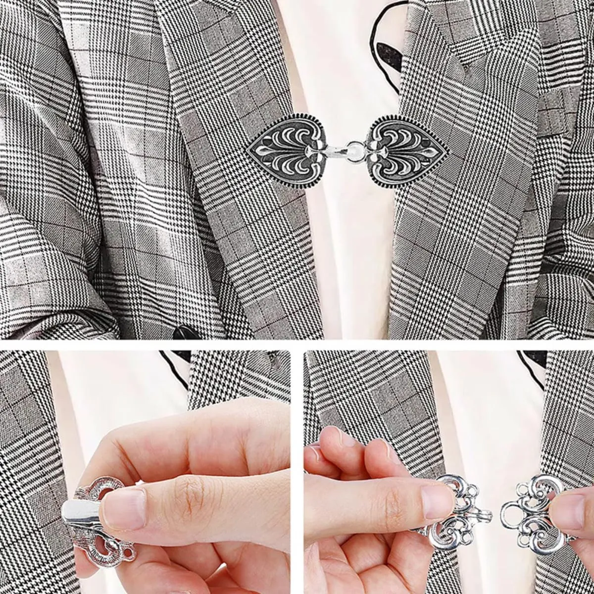 4 Pcs Vintage Clothes Cloak Clips for Women Retro Fashion Clip Shawl Collar Clasp Shirt Brooch Clip