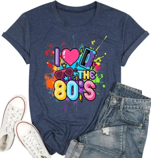 80s Shirts for Women I Love The 80s T Shirts 80's Themed Disco Music Top 1980s Party Graphic Tee Casual Outfit
