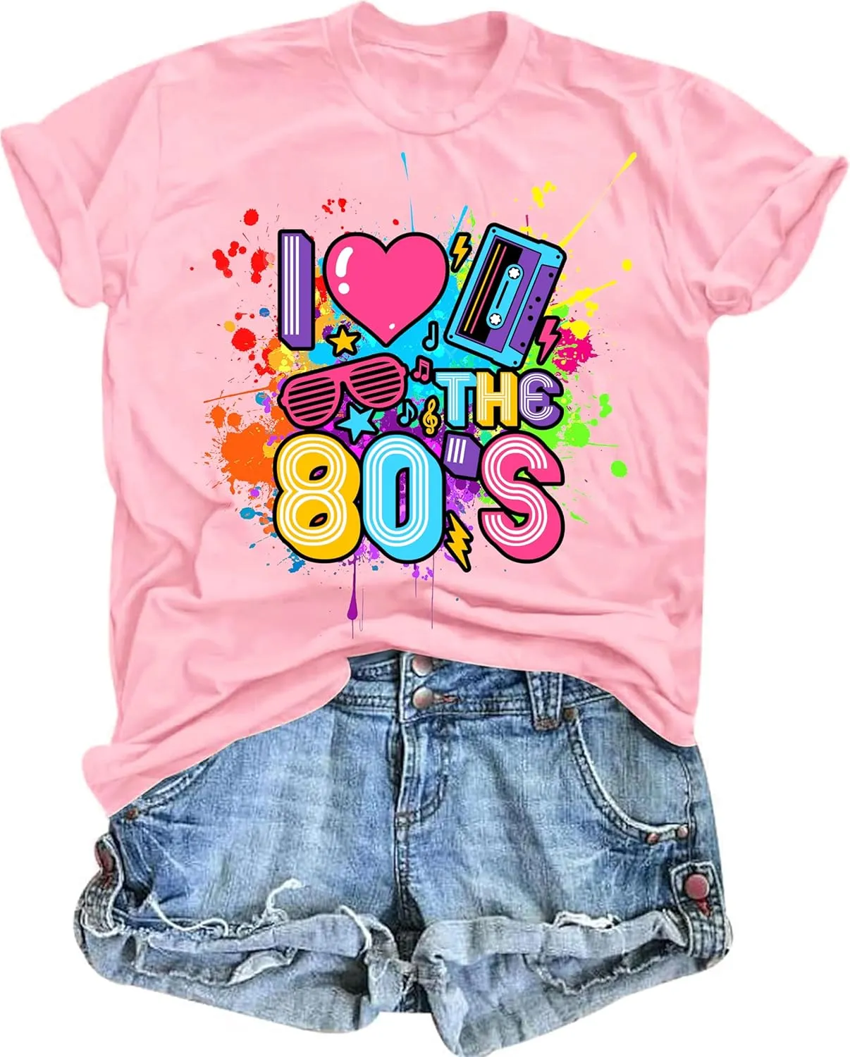 80s Shirts for Women I Love The 80s T Shirts 80's Themed Disco Music Top 1980s Party Graphic Tee Casual Outfit