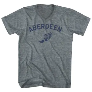 Aberdeen Running Track Winged Foot Adult Tri-Blend V-neck T-shirt