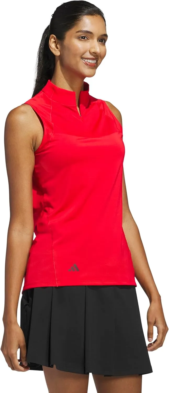 adidas Women's Ultimate365 Zip Mock Sleeveless Polo Shirt
