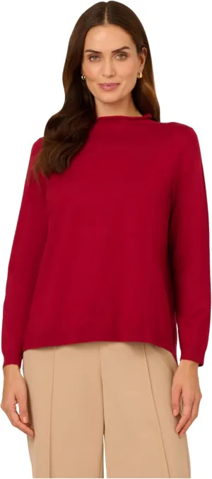 Adrianna Papell Women's Mock Neck Step Hem Sweater