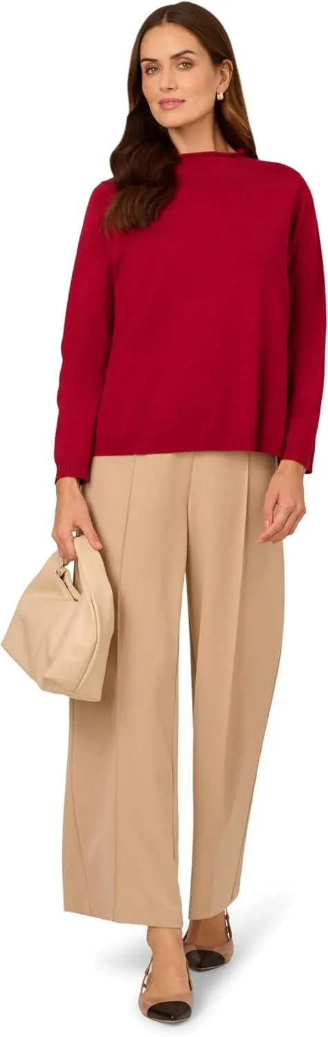Adrianna Papell Women's Mock Neck Step Hem Sweater