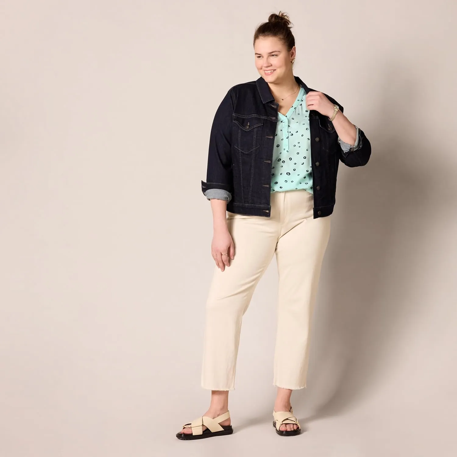 Amazon Essentials Women's 3/4 Sleeve Button Popover Shirt