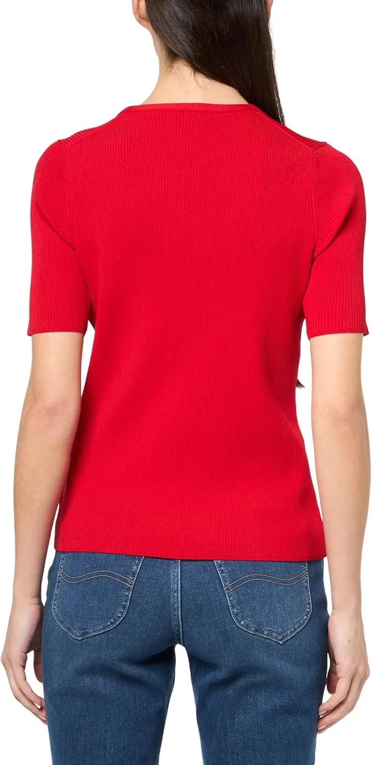 Anne Klein Womens Button Ribbed Knit Pullover Sweater
