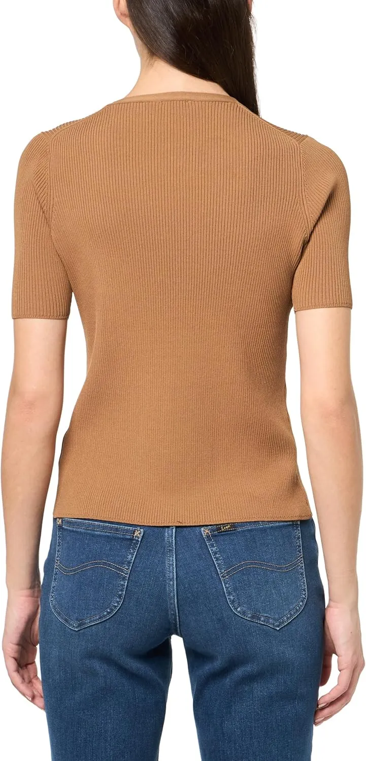 Anne Klein Womens Button Ribbed Knit Pullover Sweater