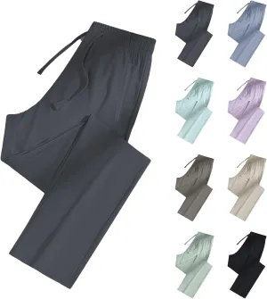 Beeswan Pants for Women Stretch Active Comfy Quick Dry Work Sport Running Sweatpants Summer Breathable Ice Silk Jogger