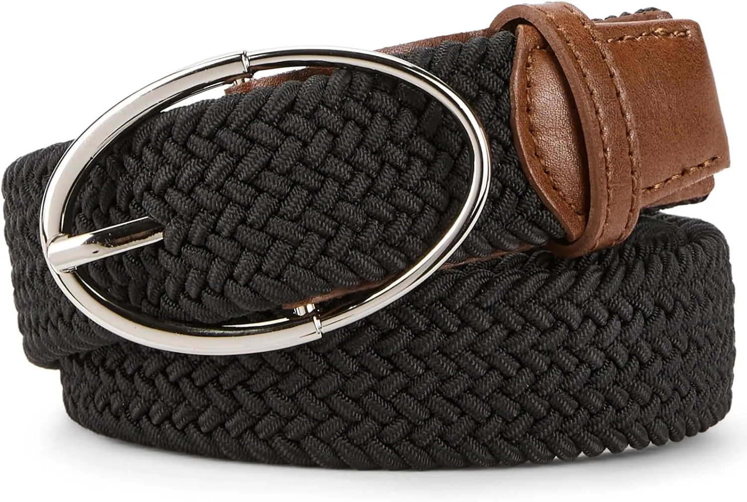 BOSTANTEN Women Belts For Jeans Dresses Pants Trendy Ladies Leather Waist Black Belt with Silver Oval Buckle