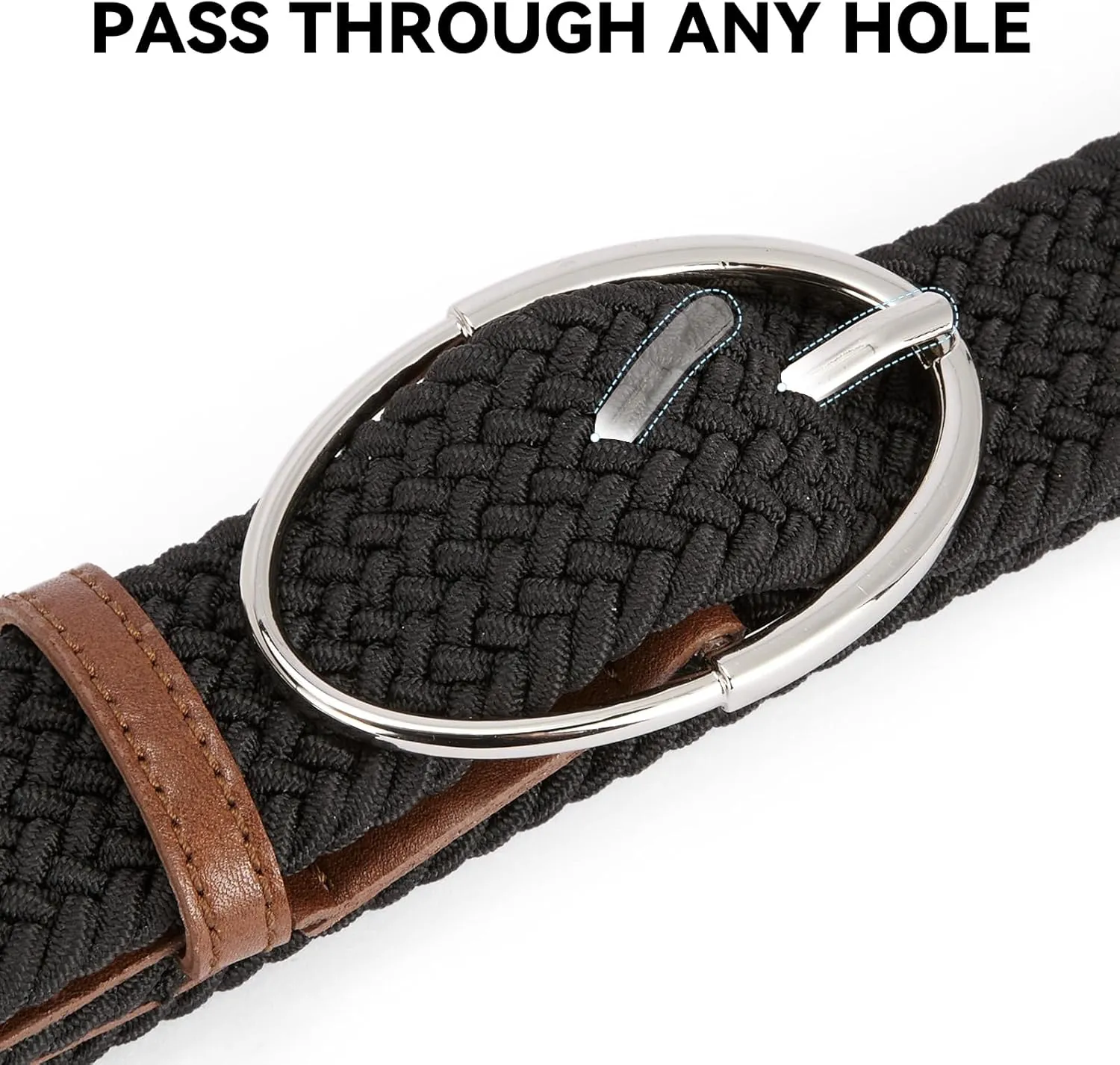 BOSTANTEN Women Belts For Jeans Dresses Pants Trendy Ladies Leather Waist Black Belt with Silver Oval Buckle