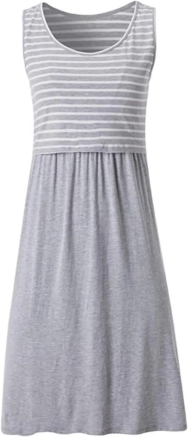 Breastfeeding Dress for Women Summer Sleeveless Maternity Nursing Dress Spaghetti Strap Floral Nursing Dress