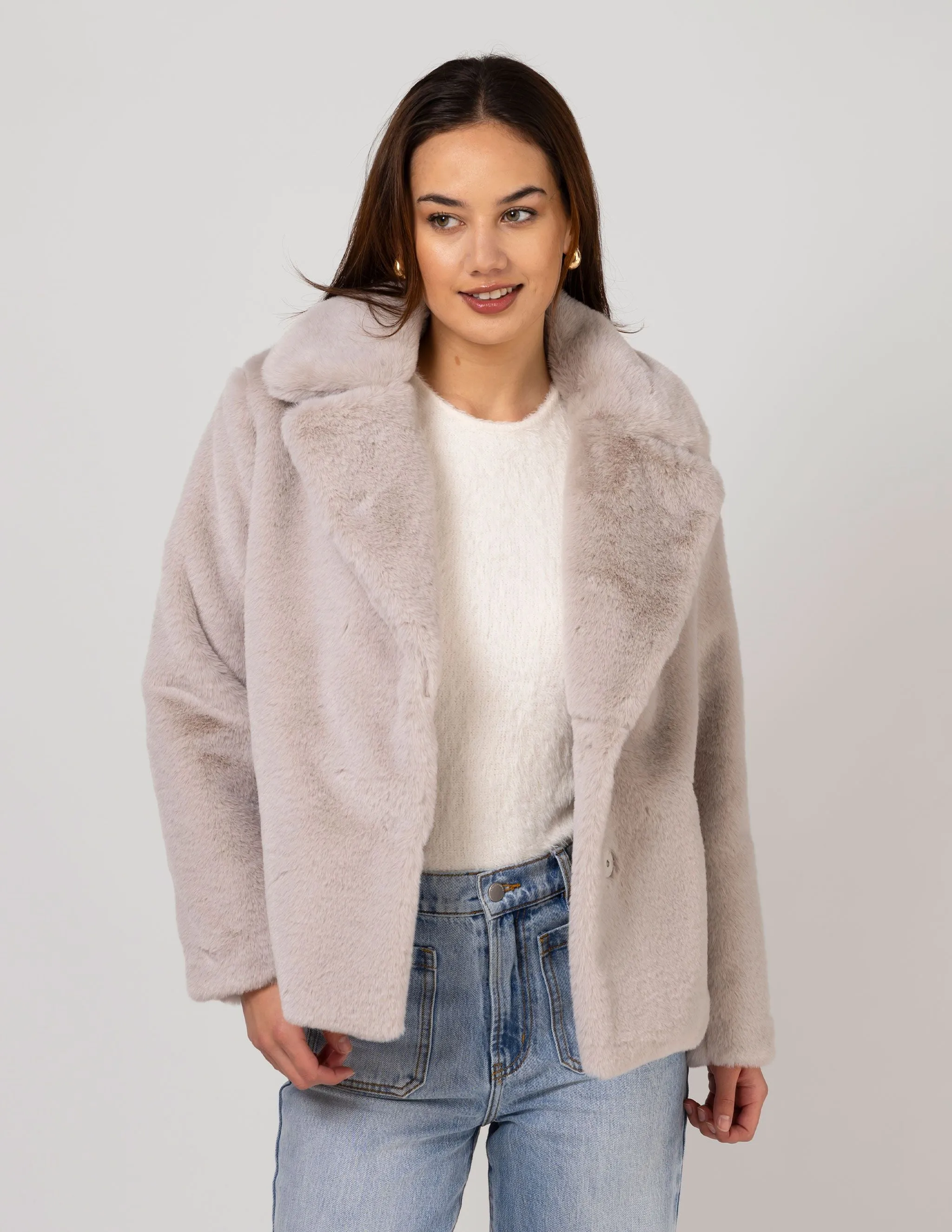 Britta Fur Jacket - Oyster