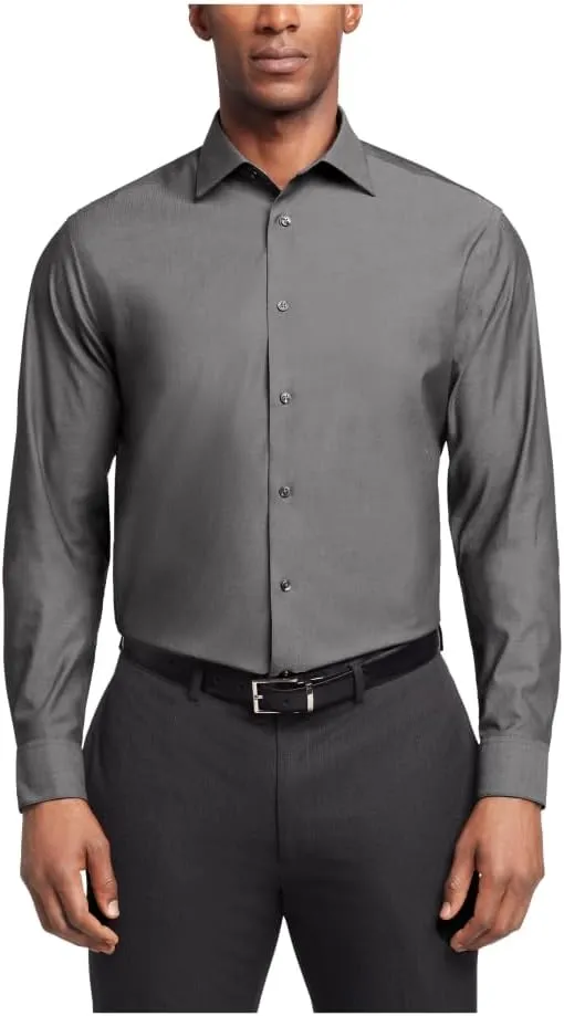 Calvin Klein Men's Dress Shirt Regular Fit Herringbone Stretch