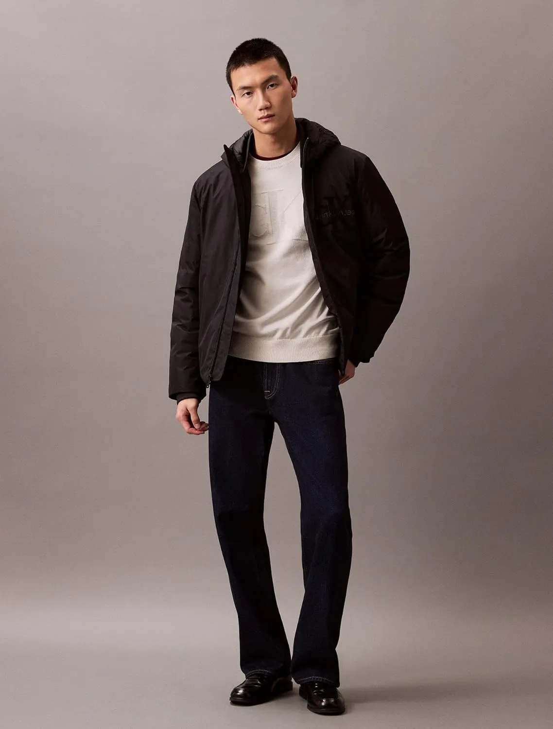 Calvin Klein Men's Smooth Cotton Monogram Logo Sweater
