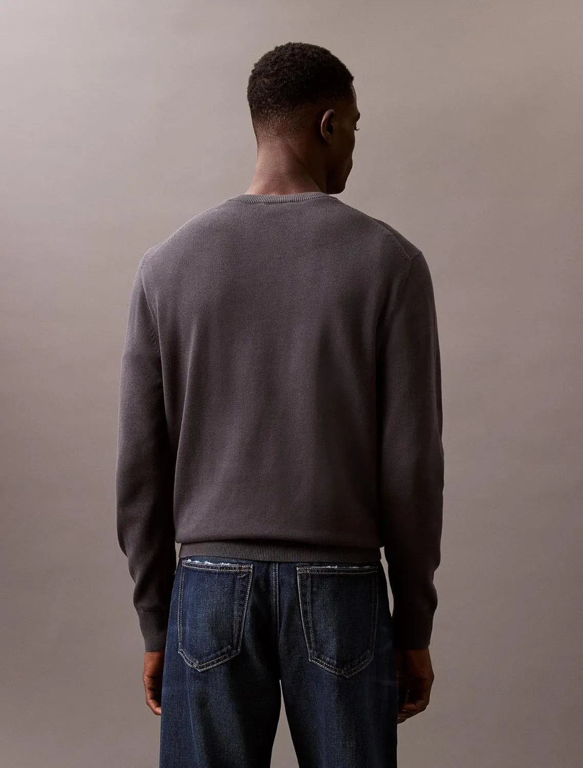 Calvin Klein Men's Smooth Cotton Monogram Logo Sweater
