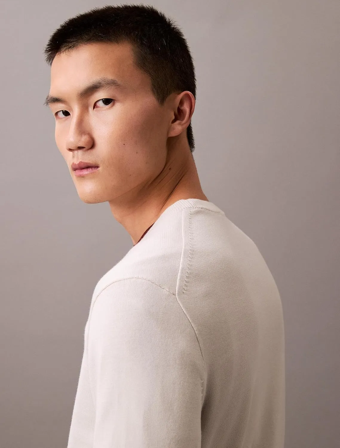 Calvin Klein Men's Smooth Cotton Monogram Logo Sweater