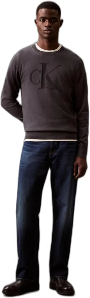 Calvin Klein Men's Smooth Cotton Monogram Logo Sweater