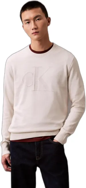 Calvin Klein Men's Smooth Cotton Monogram Logo Sweater