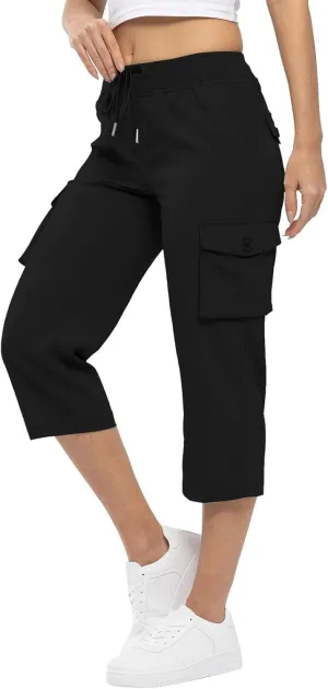 Cargo Capris for Women with Pockets Cropped Jogger Cargo Pants Plus Size Lightweight Capri Cargos Trousers