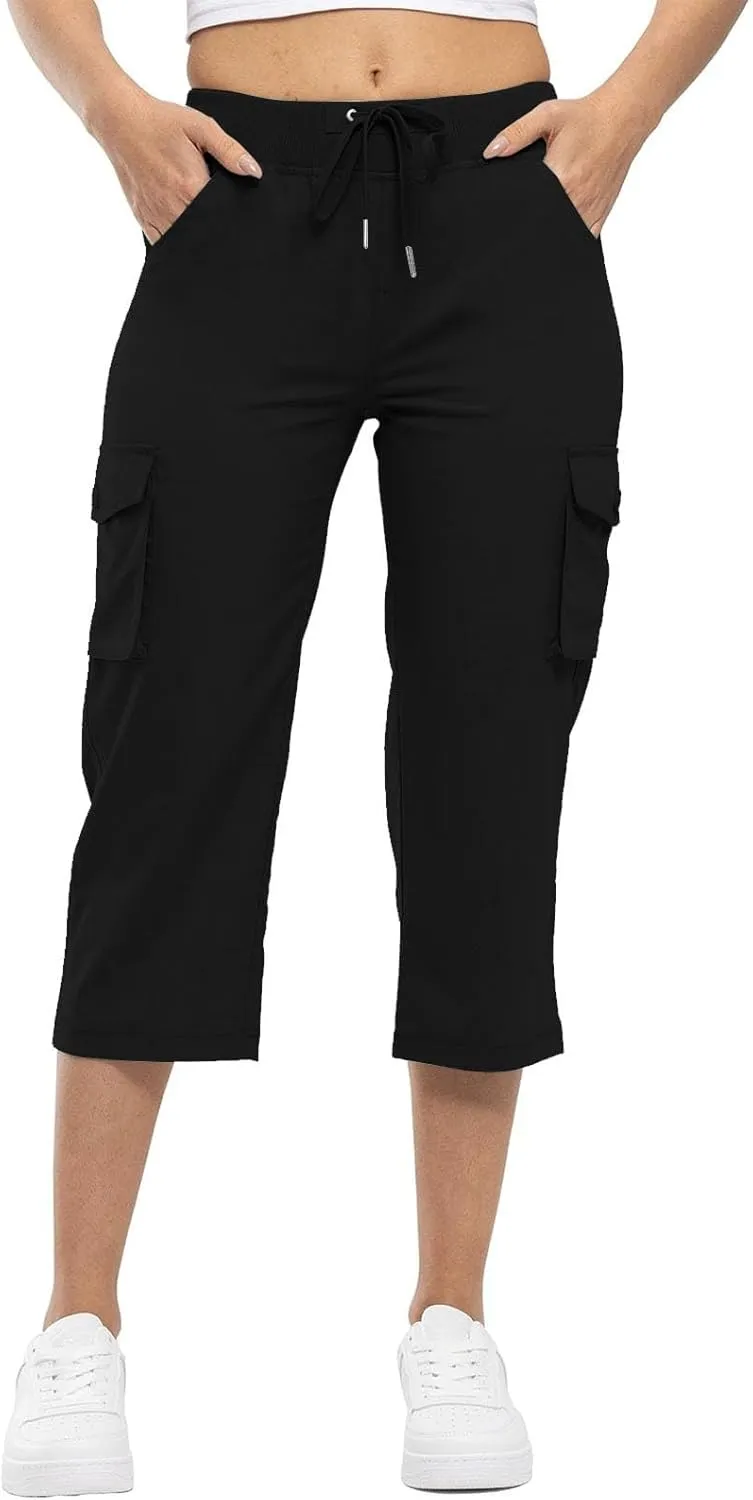 Cargo Capris for Women with Pockets Cropped Jogger Cargo Pants Plus Size Lightweight Capri Cargos Trousers