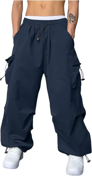 Cargo Pant for Men Casual Work Pant Elastic Waist Drawstring Cotton Track Pants with Multiple Pockets