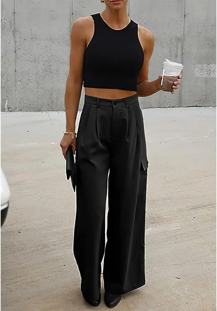Cargo Pants for Women Baggy Casual High Waist Wide Leg Work Trouser Y2K Pockets Combat Military Pants