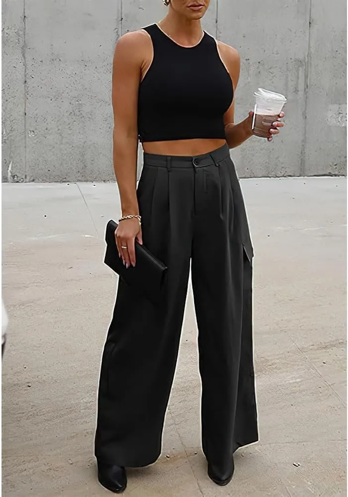 Cargo Pants for Women Baggy Casual High Waist Wide Leg Work Trouser Y2K Pockets Combat Military Pants