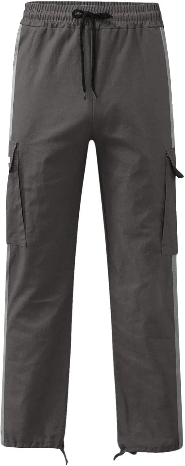 Cargo Sweatpants for Men Big and Tall Pants for Men Work Pants Men's Heavyweight Fleece Cargo Sweatpants Open Bottom