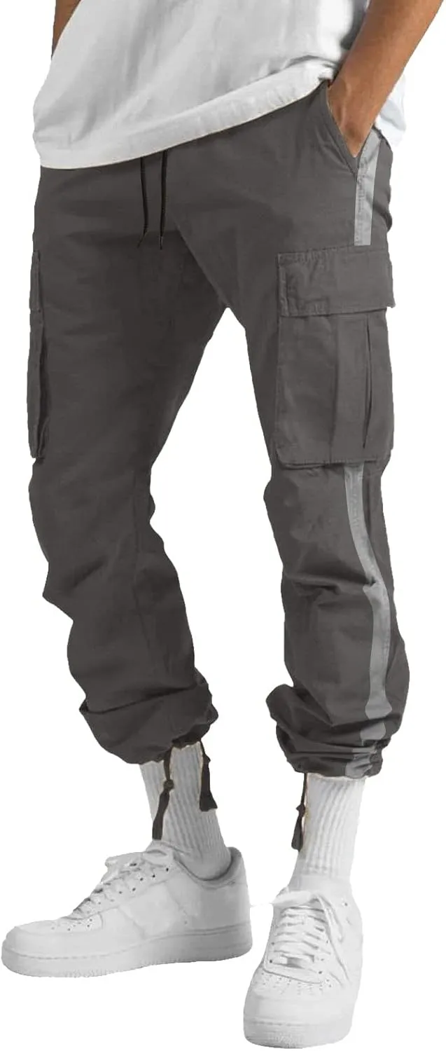 Cargo Sweatpants for Men Big and Tall Pants for Men Work Pants Men's Heavyweight Fleece Cargo Sweatpants Open Bottom