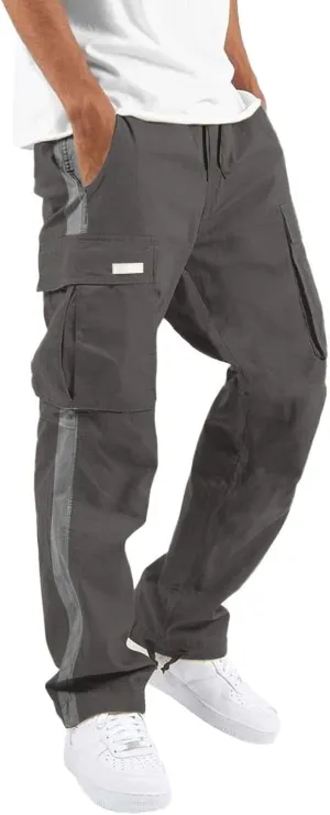 Cargo Sweatpants for Men Big and Tall Pants for Men Work Pants Men's Heavyweight Fleece Cargo Sweatpants Open Bottom