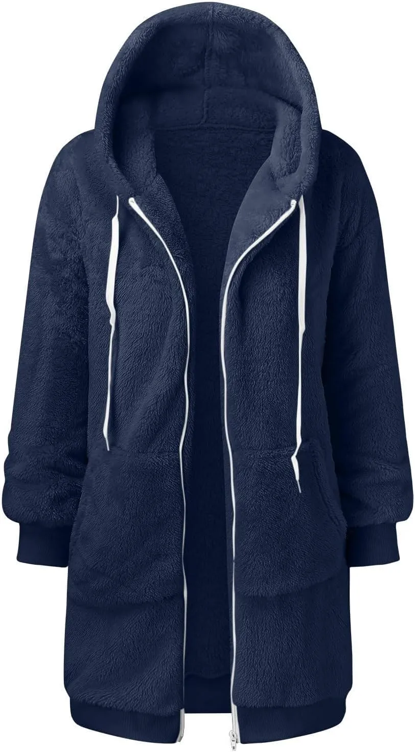 Ceboyel Womens Sherpa Fleece Lined Jackets Full Zip Up Oversized Hoodie Casual Sweatshirt Fall Winter Clothing 2023