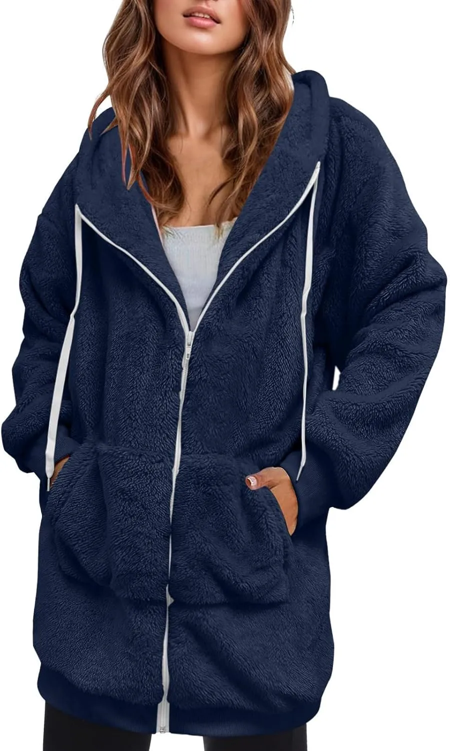 Ceboyel Womens Sherpa Fleece Lined Jackets Full Zip Up Oversized Hoodie Casual Sweatshirt Fall Winter Clothing 2023