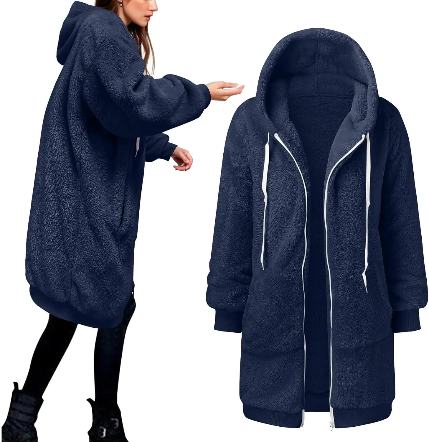 Ceboyel Womens Sherpa Fleece Lined Jackets Full Zip Up Oversized Hoodie Casual Sweatshirt Fall Winter Clothing 2023