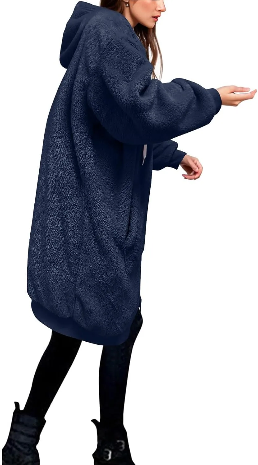 Ceboyel Womens Sherpa Fleece Lined Jackets Full Zip Up Oversized Hoodie Casual Sweatshirt Fall Winter Clothing 2023