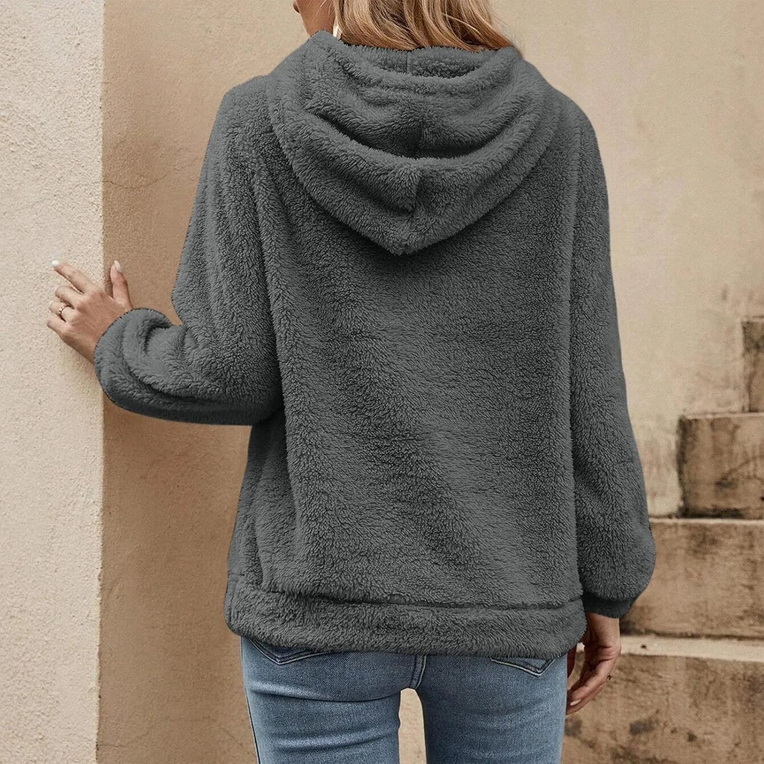 ChicCrate Womens Oversized Sherpa Pullover Hoodie Fuzzy Fleece Sweatshirt Trendy Comfrt Casual Fluffy Hoodies