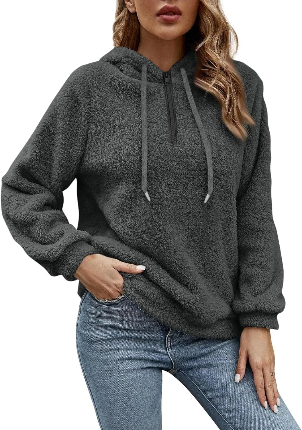 ChicCrate Womens Oversized Sherpa Pullover Hoodie Fuzzy Fleece Sweatshirt Trendy Comfrt Casual Fluffy Hoodies