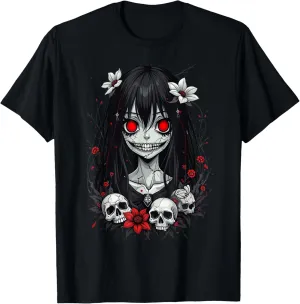 Creepy Kawaii Goth Girl Horror Anime Aesthetic T-Shirt