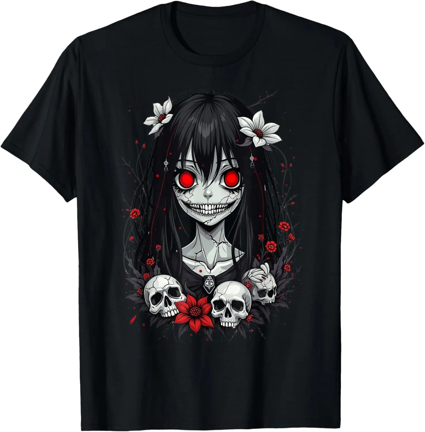 Creepy Kawaii Goth Girl Horror Anime Aesthetic T-Shirt