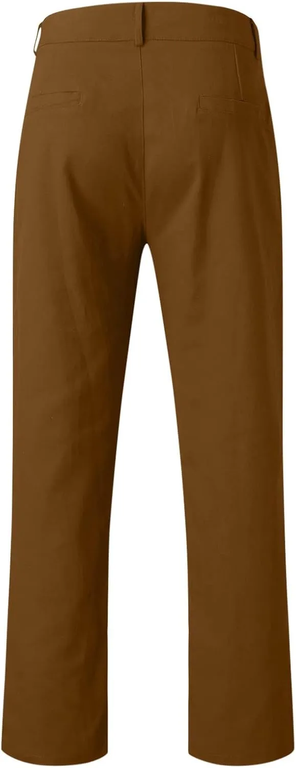 CRNTCEM Business Pant for Men Regular Fit Outdoor Work Golf Pants Athletic Workout Skinny Leg Khaki Cropped Pencil Trousers