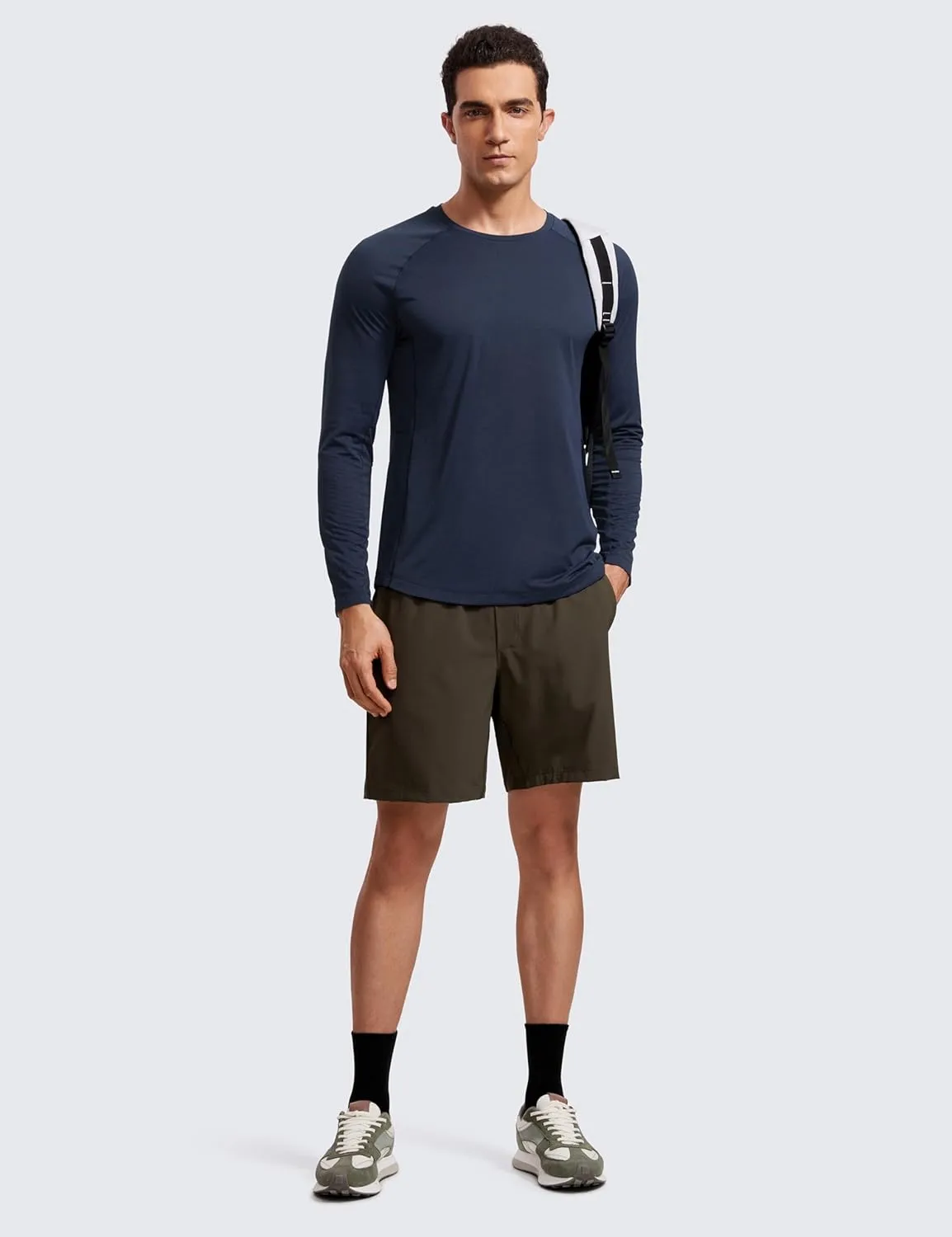 CRZ YOGA Lightweight Long Sleeve Shirts for Men Moisture Wicking Quick Dry T-Shirt Workout Running Basic Tee Tops