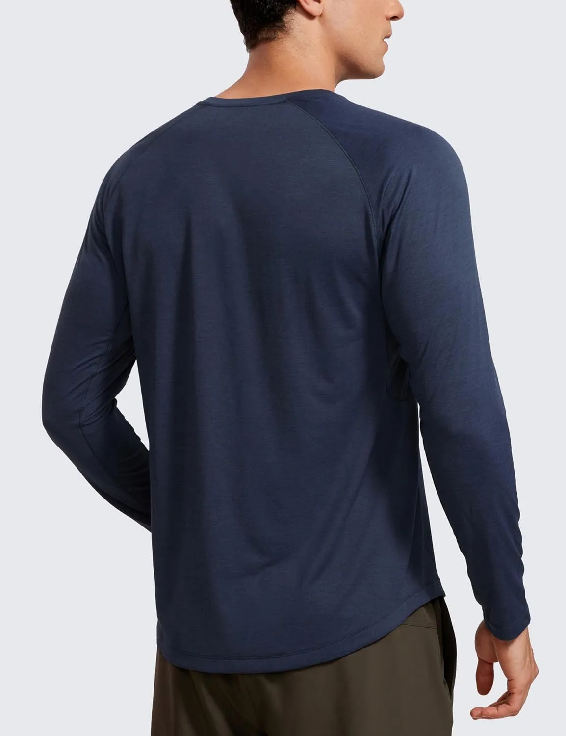 CRZ YOGA Lightweight Long Sleeve Shirts for Men Moisture Wicking Quick Dry T-Shirt Workout Running Basic Tee Tops
