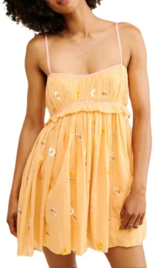 Cute Floral Mini Dress for Women Boho Flower Flowy Babydoll Short Dresses Spaghetti Strap Vocation Sundress