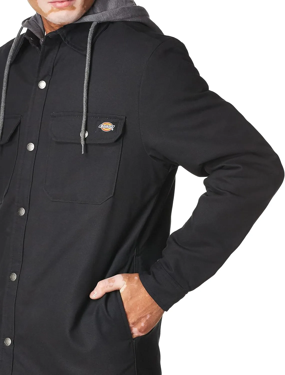 Dickies Men's Fleece Hooded Duck Shirt Jacket with Hydroshield