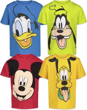 Disney Mickey Mouse Pluto Donald Duck Goofy Baby 4 Pack T-Shirts Infant to Big Kid