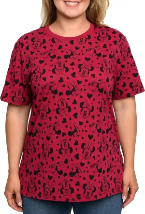 Disney Womens Plus Size T-Shirt Minnie Mouse Print