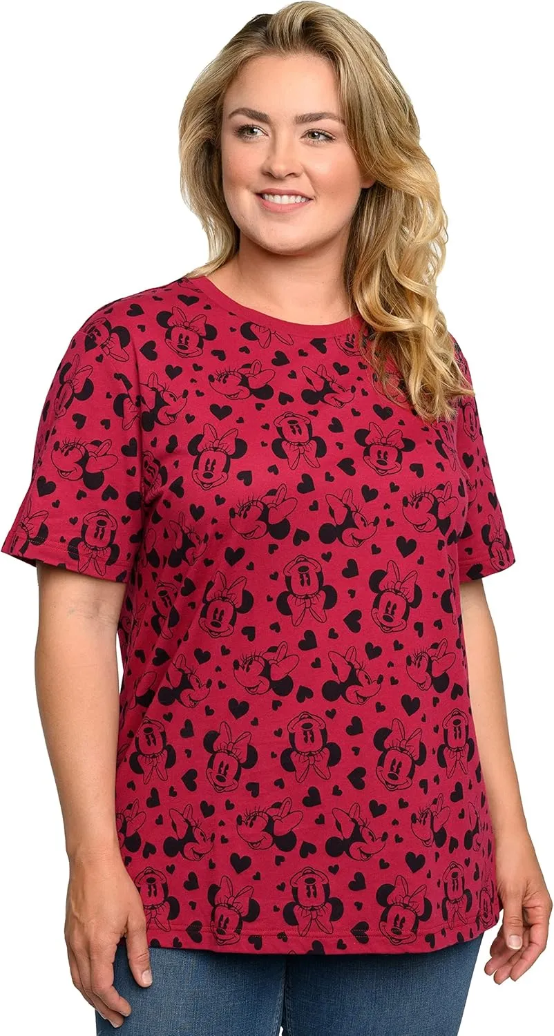 Disney Womens Plus Size T-Shirt Minnie Mouse Print